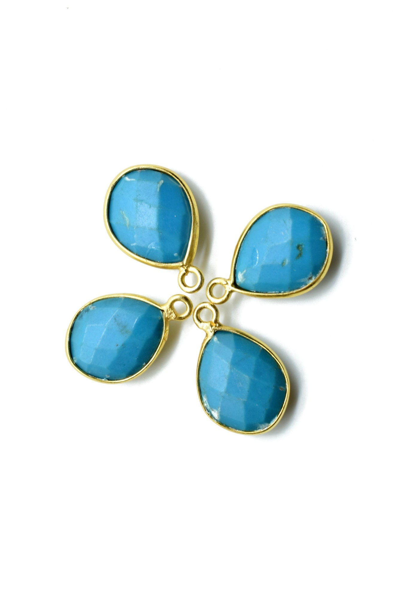 Turquoise 10x13mm Eye shape Single bail Connector,Turquoise Single Bail Bezel Link,Jewelry making supplies,Turquoise Single Loop  Pendant