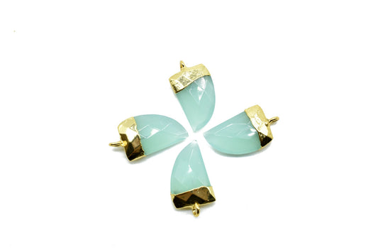 Aqua Chalcedony 10x15mm horn shape single bail connectors,Aqua Chalcedony Bezel Findings Horn Charms,Horn Shape Connectors,Single Bail charm