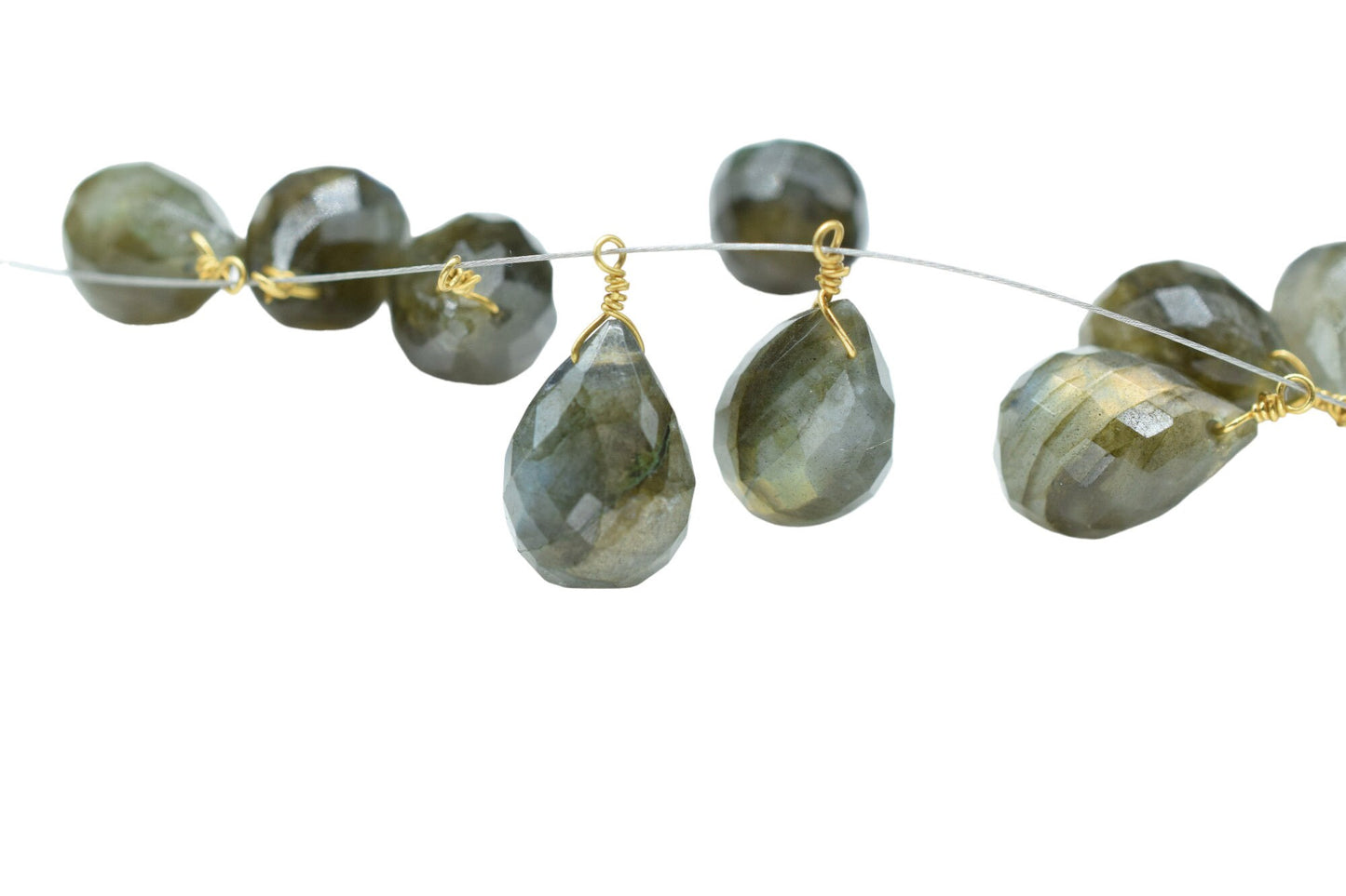 Flashy Labradorite 10x14mm Faceted Drops Wire Wrapped Gemstone,Labradorite dainty dangle drops,Grey Gemstone Connector Charm,mom's Gifts