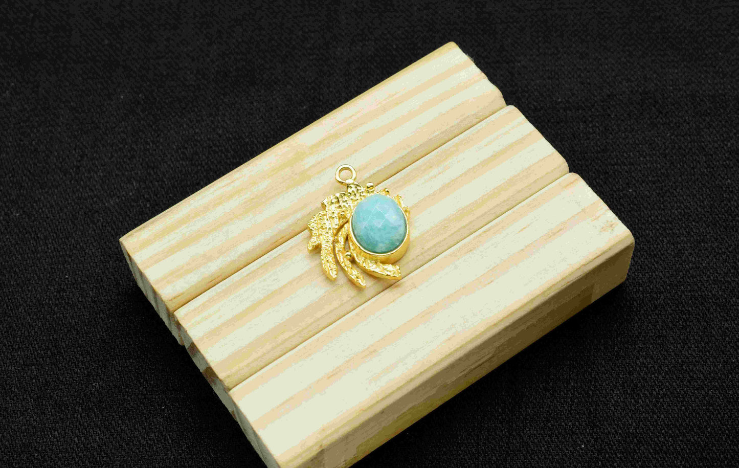 Amazonite Pendant ,  Gemstone Handmade Pendant , Bulk Gemstone Pendant , Gold Plated Connectors ,Single Bail Gemstone Connector Charm