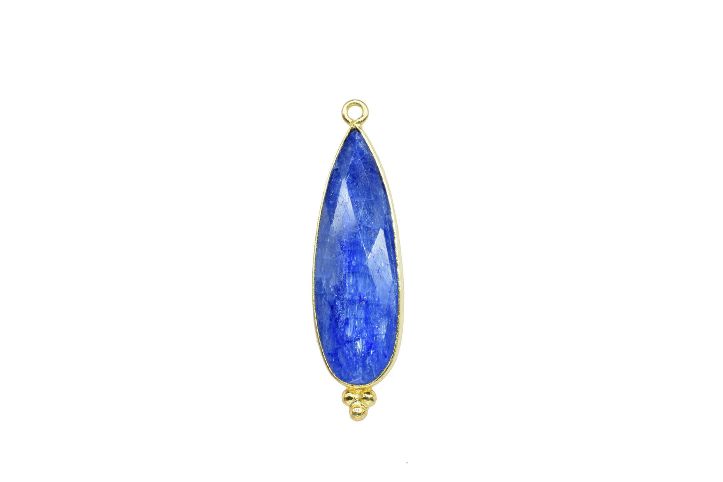 Blue Sapphire 10x30mm Bezel charm,Bezel Link Supplies,Blue Sapphire Jewelry Making,Brass Connector Pendant,GemstoneTeardrop Sapphire Pendant