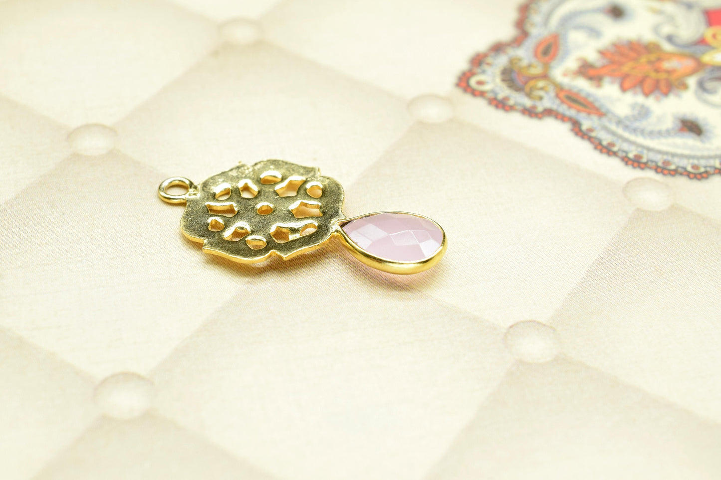 Rose Quartz Teardrop Pendant/Single Bail Charm/Rose Quartz Faceted Gemstone Pendant/Handmade Earring/Earring Making Bezel/Pear Shape Earring