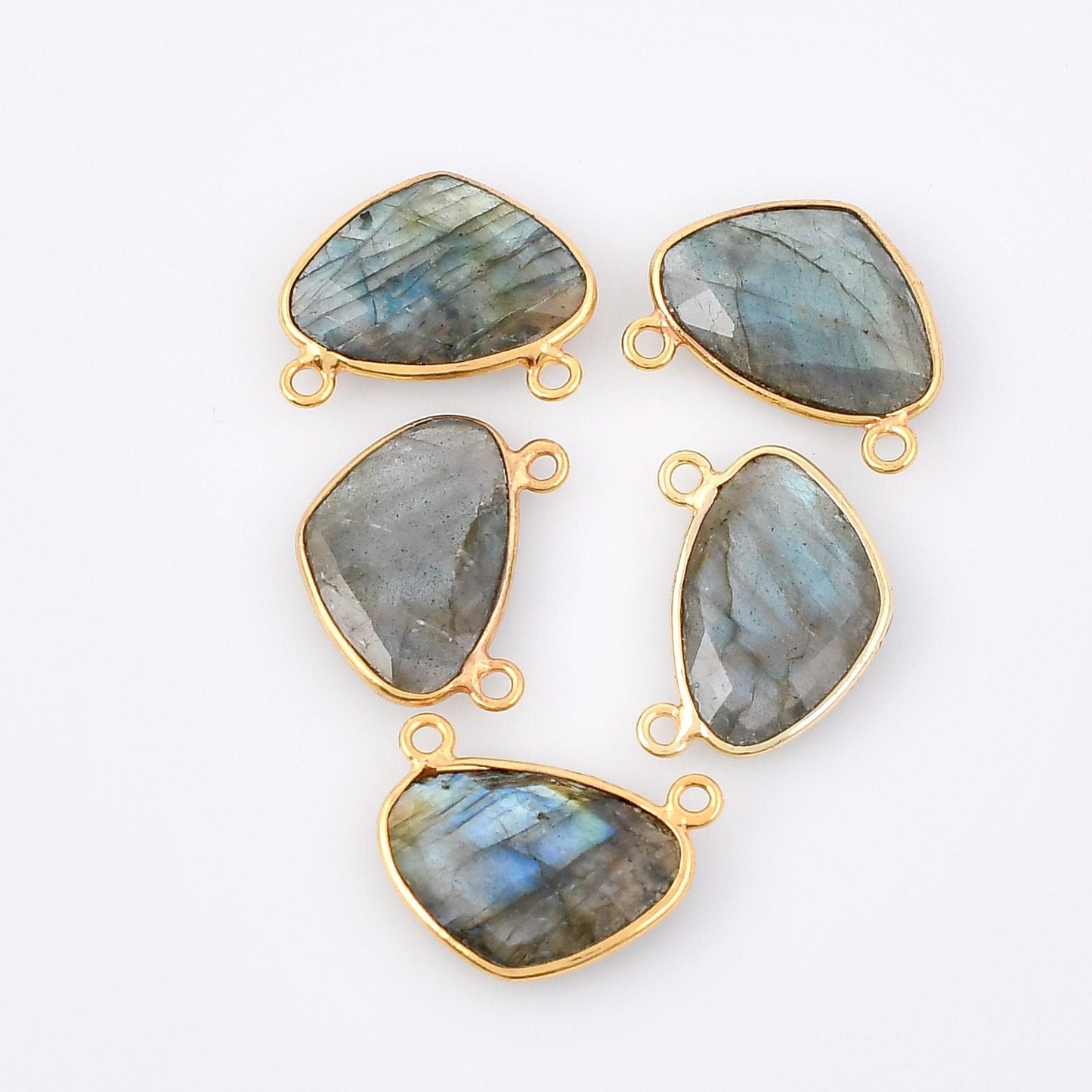 Labradorite 10x15m Bezel connector,Labradorite kidney Shape Gold Plated bezel,Labradorite Bezel,Gold Vermeil Bezel,jewelry Gold-Filled bezel