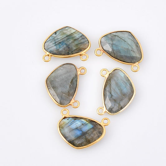 Labradorite 10x15m Bezel connector,Labradorite kidney Shape Gold Plated bezel,Labradorite Bezel,Gold Vermeil Bezel,jewelry Gold-Filled bezel