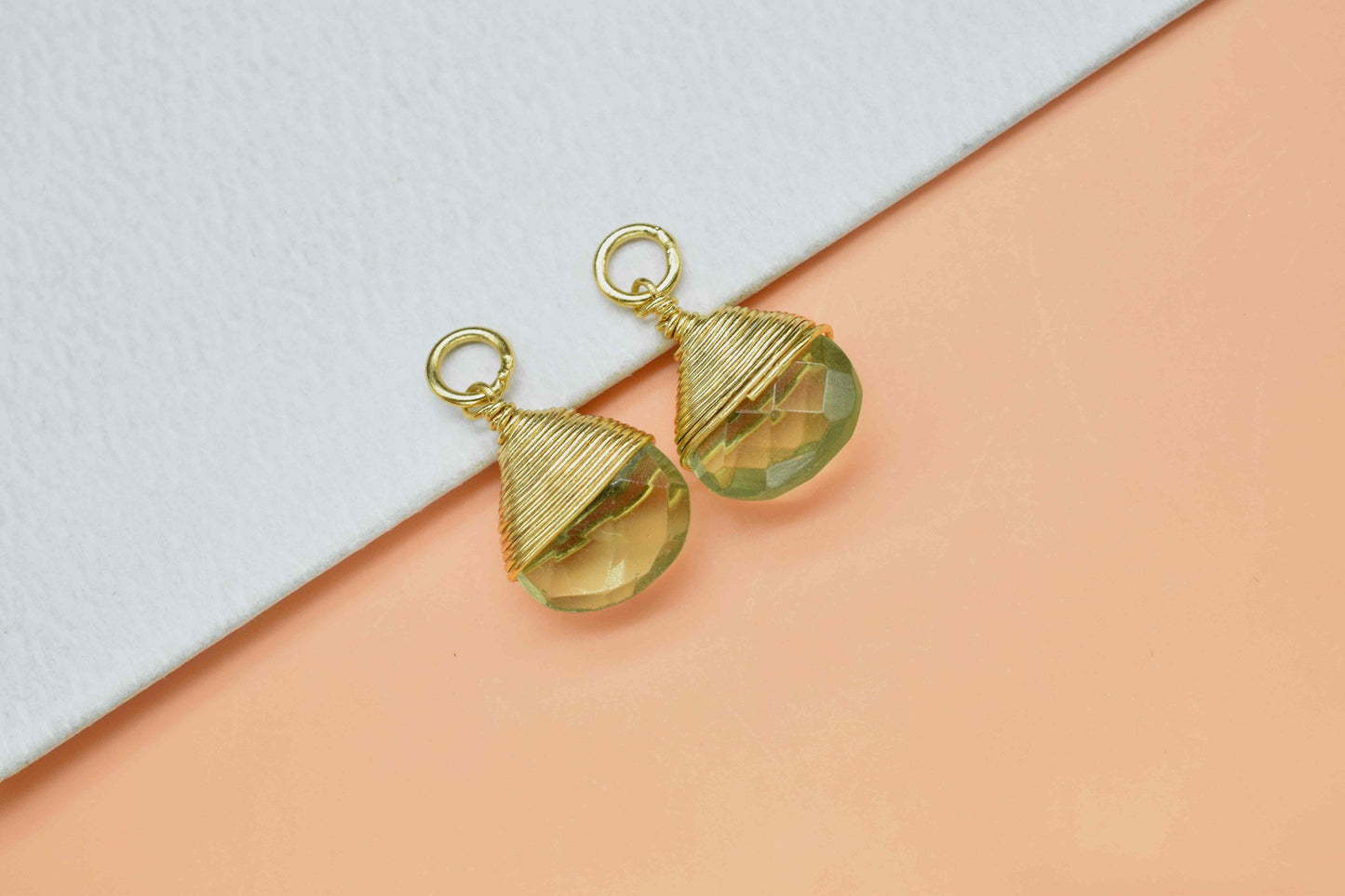 Green Amethyst Heart Faceted Connector, Wire Wrapped Gemstone Pendant, Loop Connector,Wire Wrapped Necklace,Green Amethyst 10mm Heart Shape,