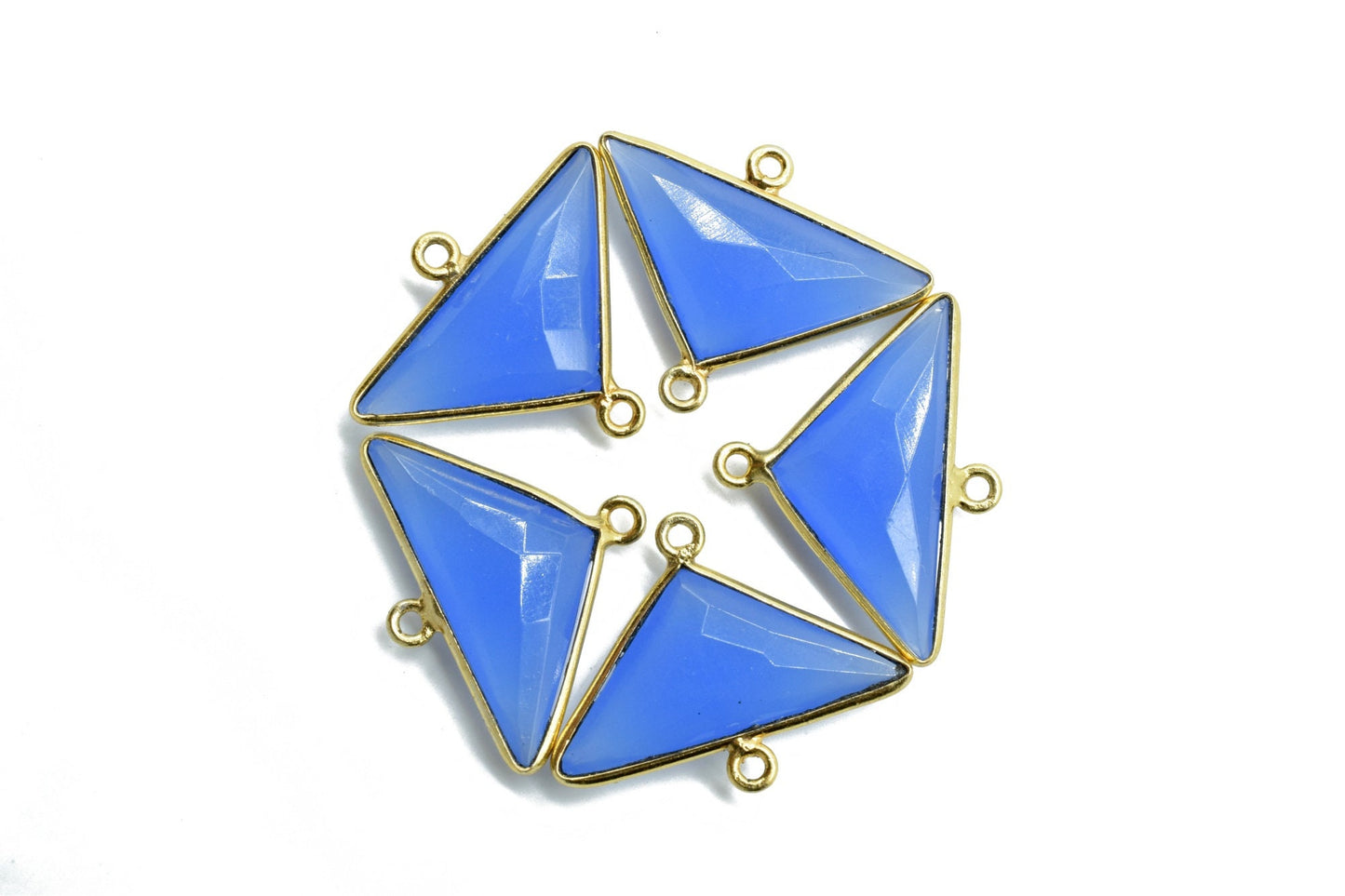 Blue Chalcedony 12x25mm Triangle shape double bail Connector,Bezel links Connector,jewelry making Connector,double Loop Connector,Chalcedony