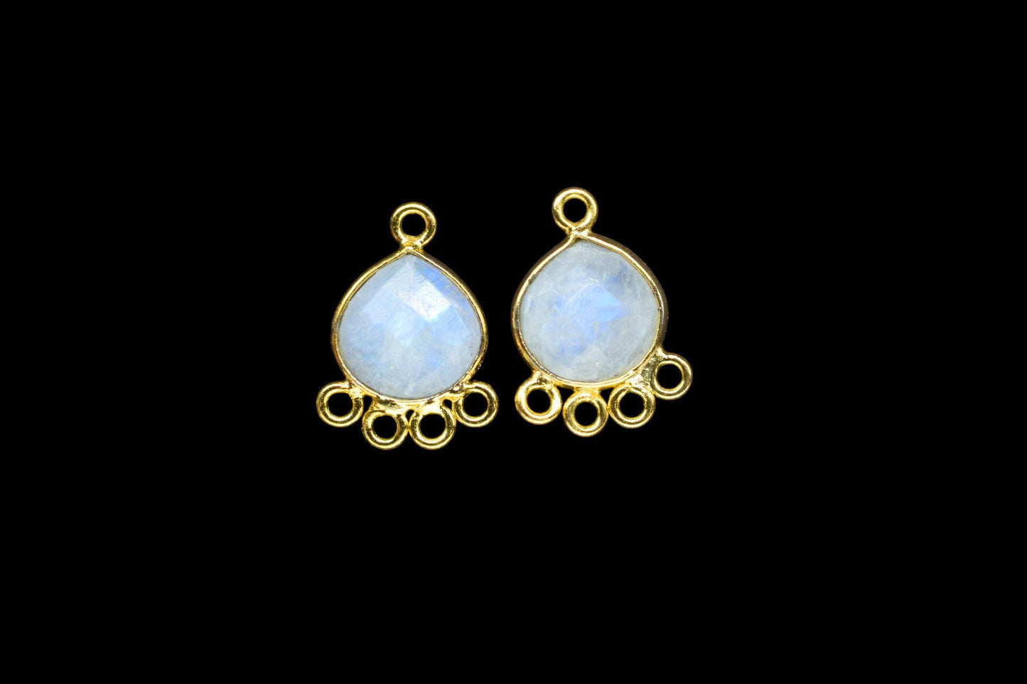 Moonstone Heart Shape Pendant/Gold Plated Charms Jewelry/Handmade Connector Jewelry/Connector Charms/Station Bezel Link Supplies/Bday Gift