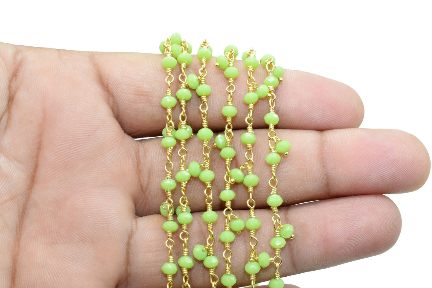 Chrysoprase 3mm cluster Beaded Chain,Chrysoprase Wire Wrapped Chain,Chrysoprase Brass chains,Jewelry Making Chain,Chrysoprase rosary chain,