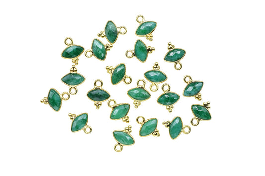 Natural Emerald Charms Pendant/Marquise Shape Pendant/Handmade Pendant/Tiny Pendant/Necklace Connector jewelry/Womne Jewelry/B'day Gift