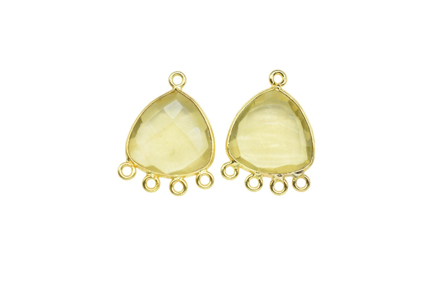 Citrine Quartz 15mm Triangle Bezel Connector/Gold Plated Jewelry/Women Jewelry/Connector Jewelry/Handmade Connector/Connector Jewelry/Gift