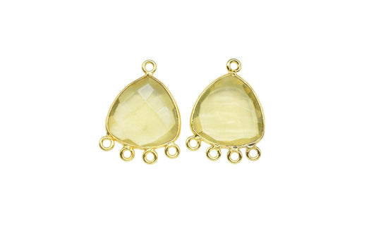 Citrine Quartz 15mm Triangle Bezel Connector/Gold Plated Jewelry/Women Jewelry/Connector Jewelry/Handmade Connector/Connector Jewelry/Gift