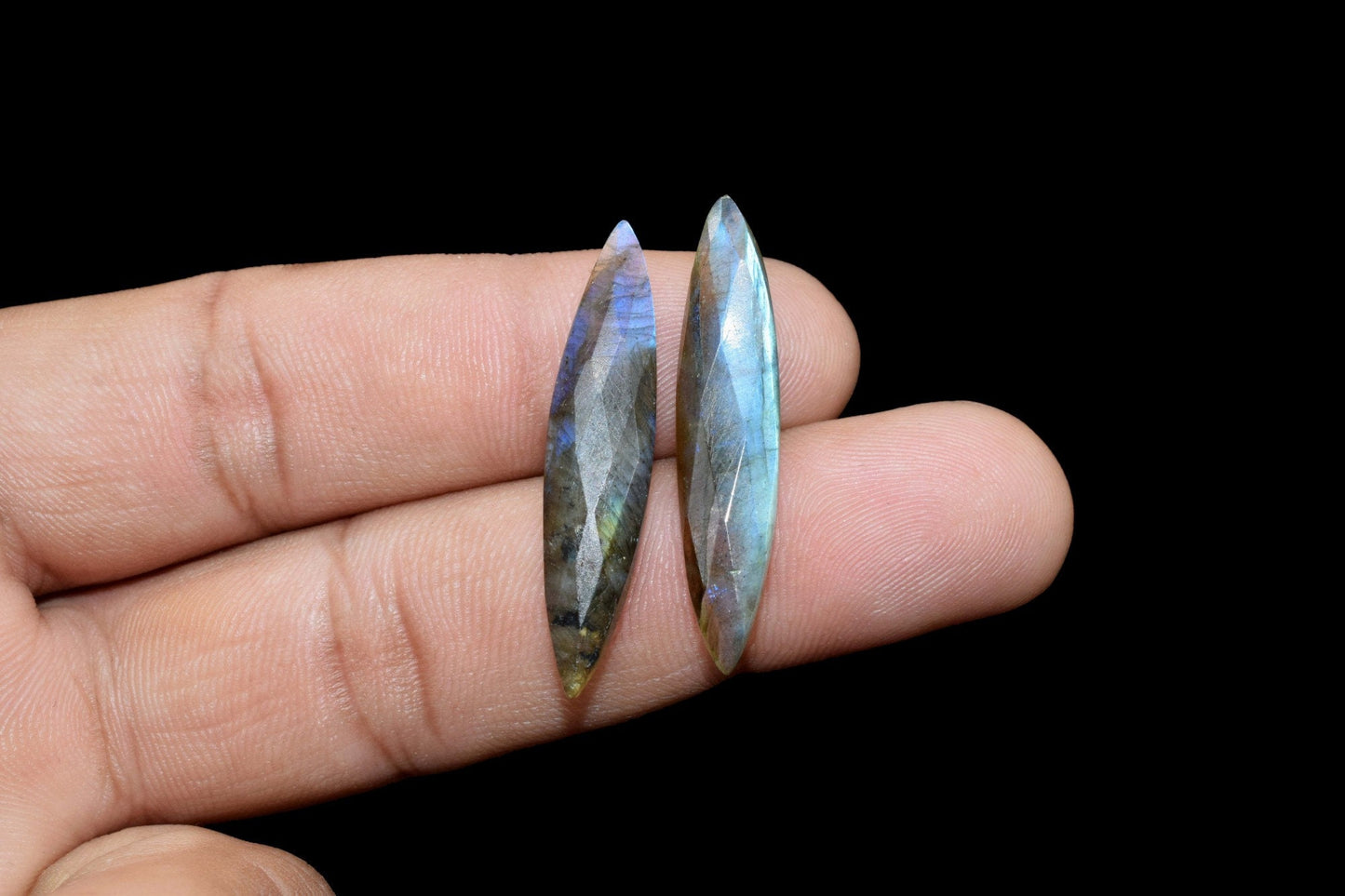 Labradorite Faceted Marquise Briolettes, 10x34mm Marquise Briolettes, Grey Gemstone Briolettes, Fancy Shape, Teardrop Briolettes, Jewelry