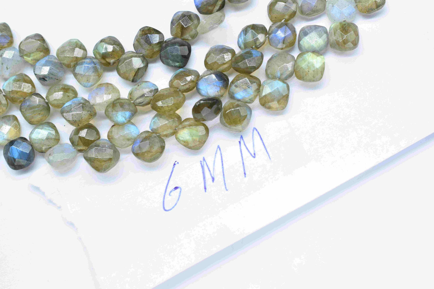 Labradorite Finest AAA Quality Faceted 6mm Cushion Shape Briolettes,Flashy Labradorite Beads, Labradorite Faceted Briolette,Gemstone Beads
