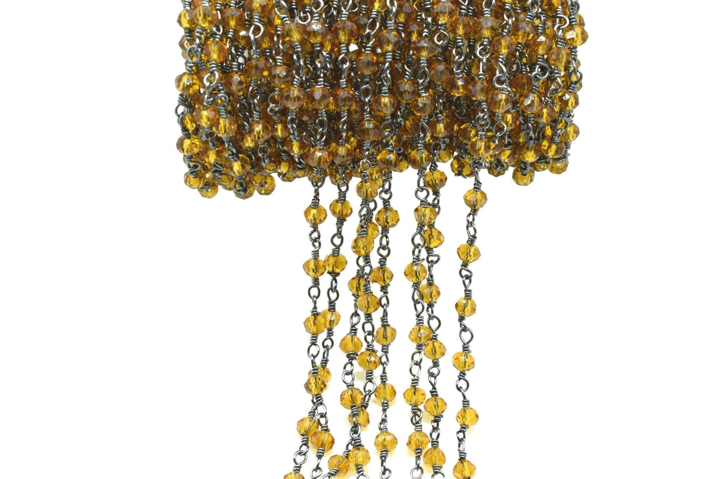 Citrine Chalcedony 3mm Beaded Chain,Citrine Rosary Chain,Citrine Wire Wrap Chain,Tanzanite Brass chain Jewelry Making Chain,Citrine Rosary