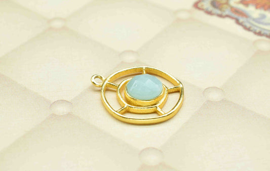 Amazonite Gemstone Component, Single Bail Charm , Amazonite Connector Pendant , Gold Plated Connectors , Earring Component , B'day Gift