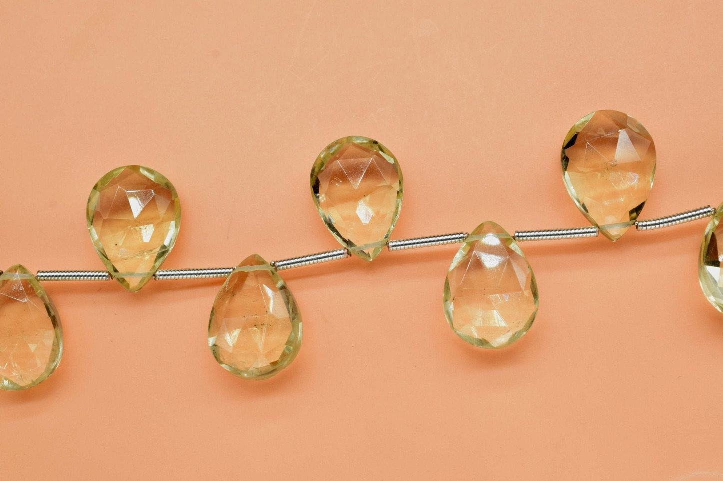 Green Amethyst Quartz Faceted Pear Shape Briolettes,10x14mm teardrop Briolettes,Faceted Briolette Line,Jewelry making pear,gemstone beads