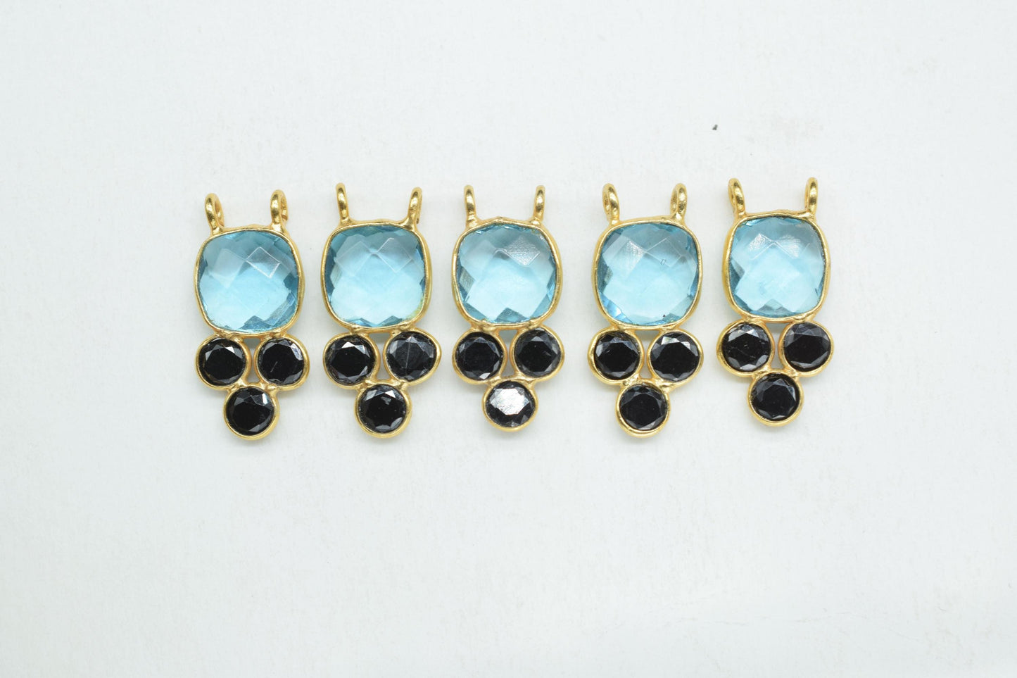 Sky Topaz 8mm Cushion shape Bezel charms,Sky Topaz Pendant,Sky Gemstone connector,Sky Topaz Jewelry,Cubic zirconia Bezel charm,p001