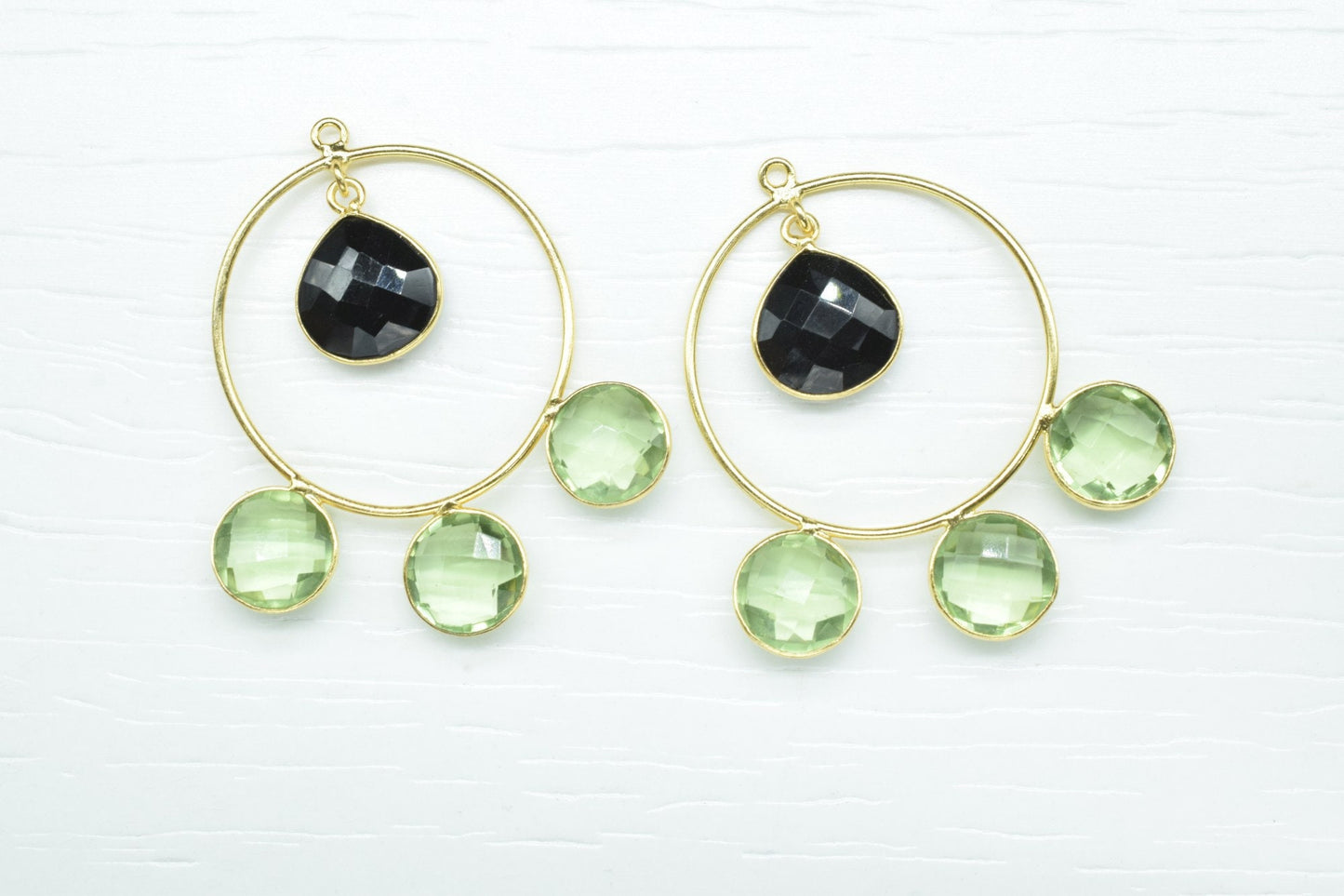 Green Amethyst Dangle Component Earring,Finding Round Earring,Circle Earring,Black Onyx Earring jewelry,Gemstone Component Connector,Gift