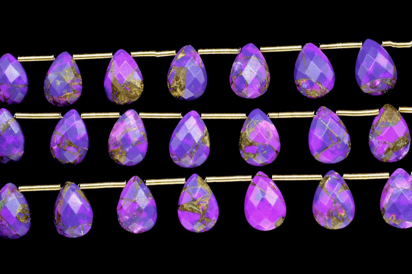 Purple Copper Turquoise Faceted Briolette,Gemstone Teardrop Bead,Purple Turquoise Teardrop,Jewelry Making Supplies,Copper Turquoise jewelry,