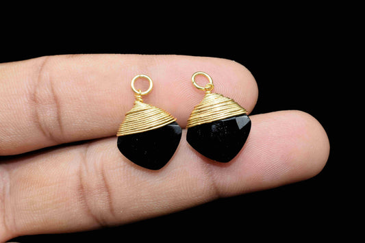 Black Onyx Square Faceted Connector,Gemstone Wire Wrapped Pendant,Loop Connector,Pendant Jewelry,Wire Wrapped Necklace,Black Onyx Jewelry