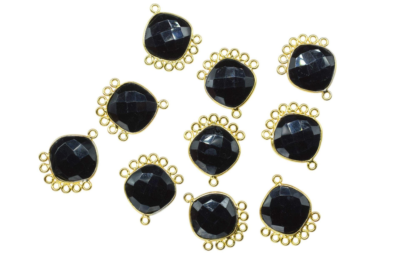 Black Onyx 14mm Cushion Bezel Charms/Gemstone Single Bail/Component charm/Handmade Jewellery Connectors/Women Jewelry/Handmade Connector