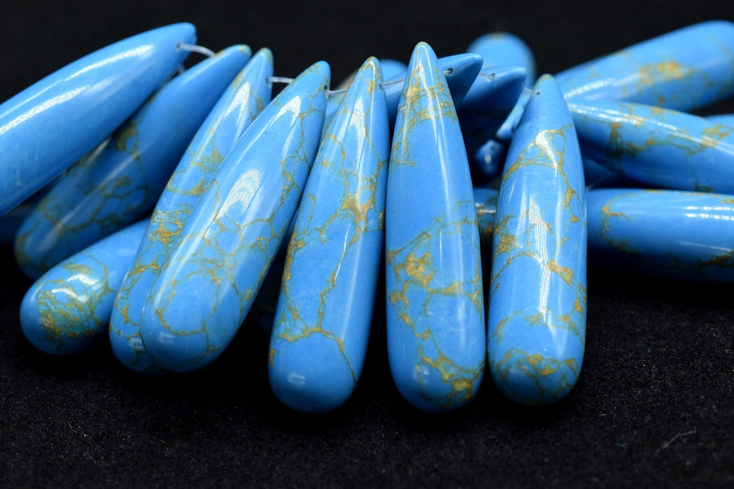 Copper Turquoise Long drop 8x30mm smooth Briolettes,Top Drilled Gemstone Teardrops,Turquoise Teardrop Beads For Jewelry Making Supplies
