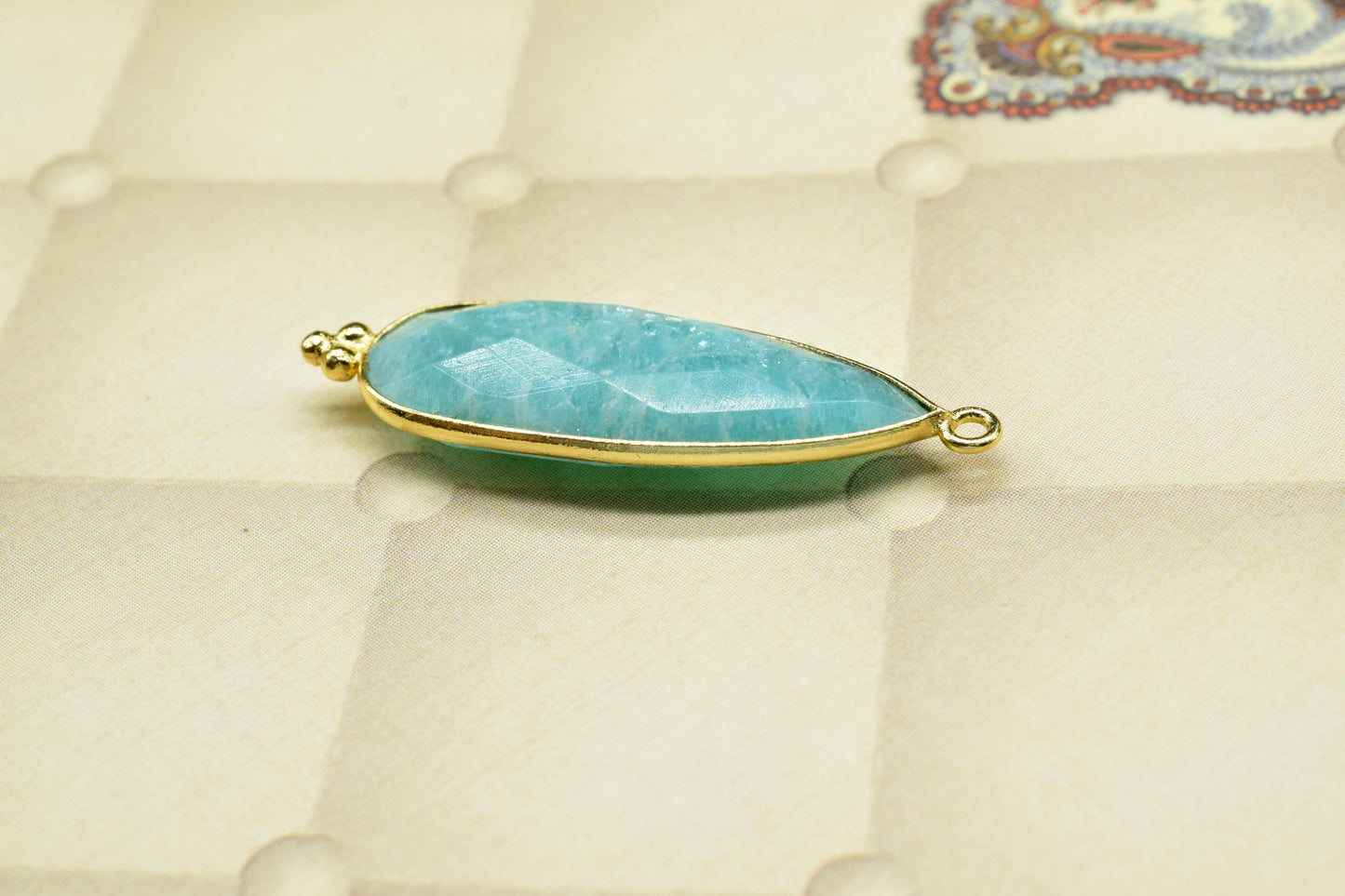 Amazonite 10x30mm Bezel charms,Amazonite Pendant,Station Bezel Link Supplies,Amazonite Jewelry making,Connector Pendant,Gemstone Teardrops