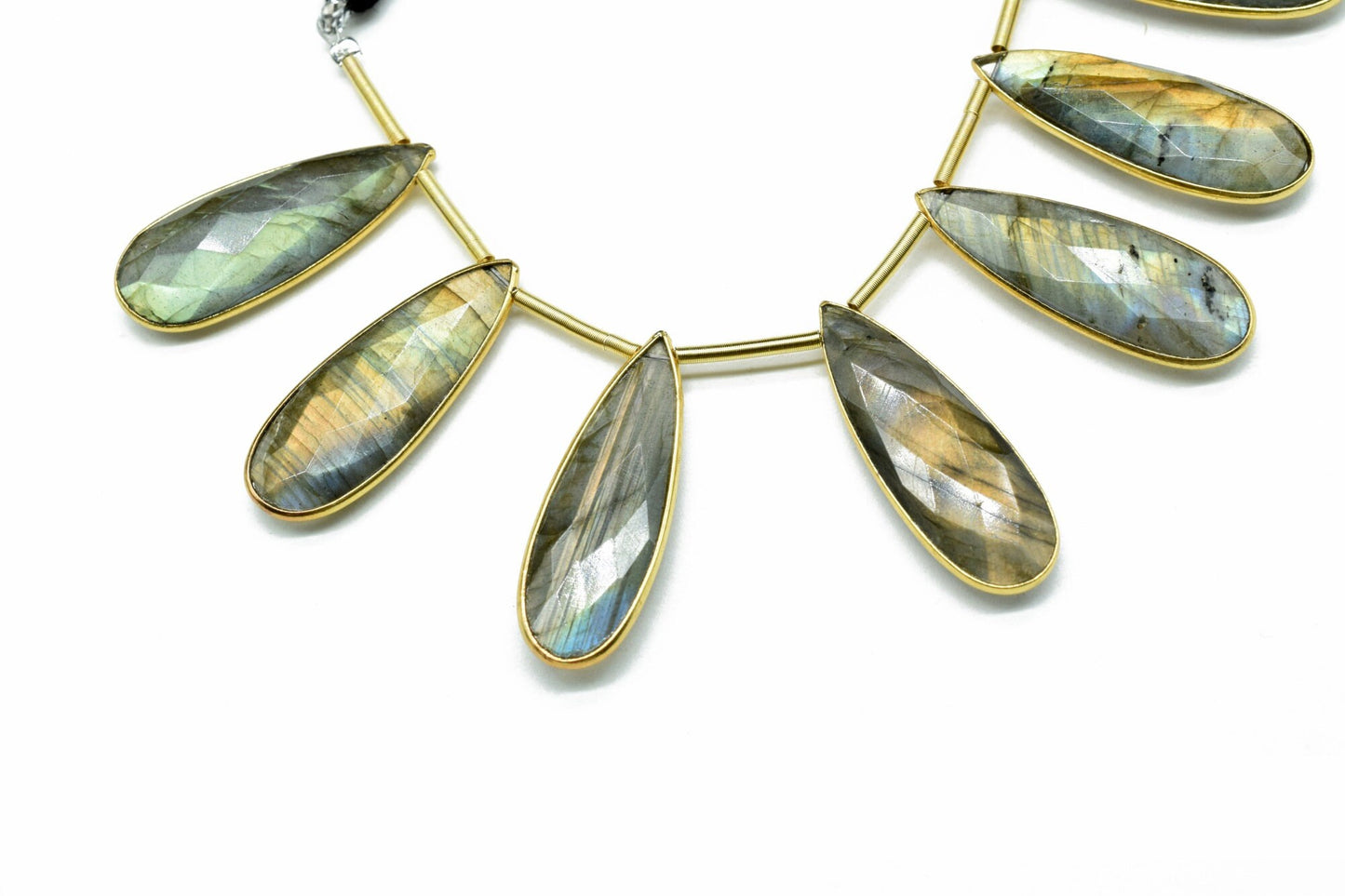Natural Labradorite Blue Fire 10x30mm Teardrop 8 Pieces strand,Gemstone 18k Gold Plated Single Bail charms,Labradorite gold plated briolette