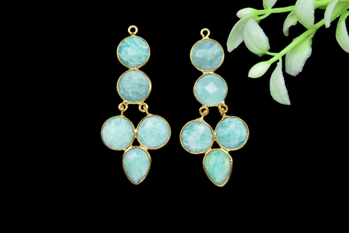 Natural Stone Pendant Connectors,Gemstone Craft Supply,Handmade Beads Jewelry,Statement Earrings,Components Earrings,Station Bezel Link,Gift