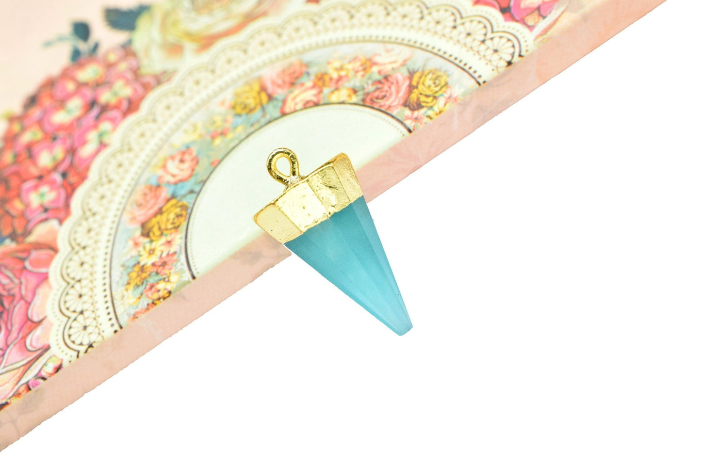 Sky Topaz Spike Point Connector,Handmade Triangle Electroplated Pointed Charm,Sky Topaz Pendant Jewelry Making,Gemstone Single Bail Pendant