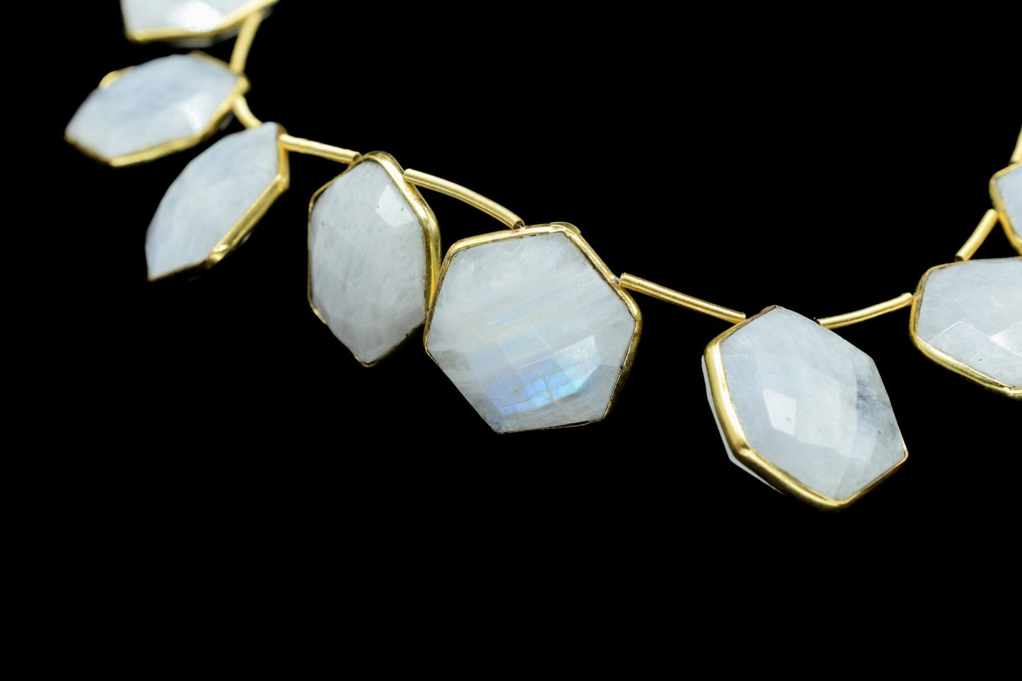 Moonstone 15mm Hexagon shape charms 11 pieces strand pack,Moonstone side drilled charms, bezel,Gemstone Hexagonal Charm,Moonstone Jewelry