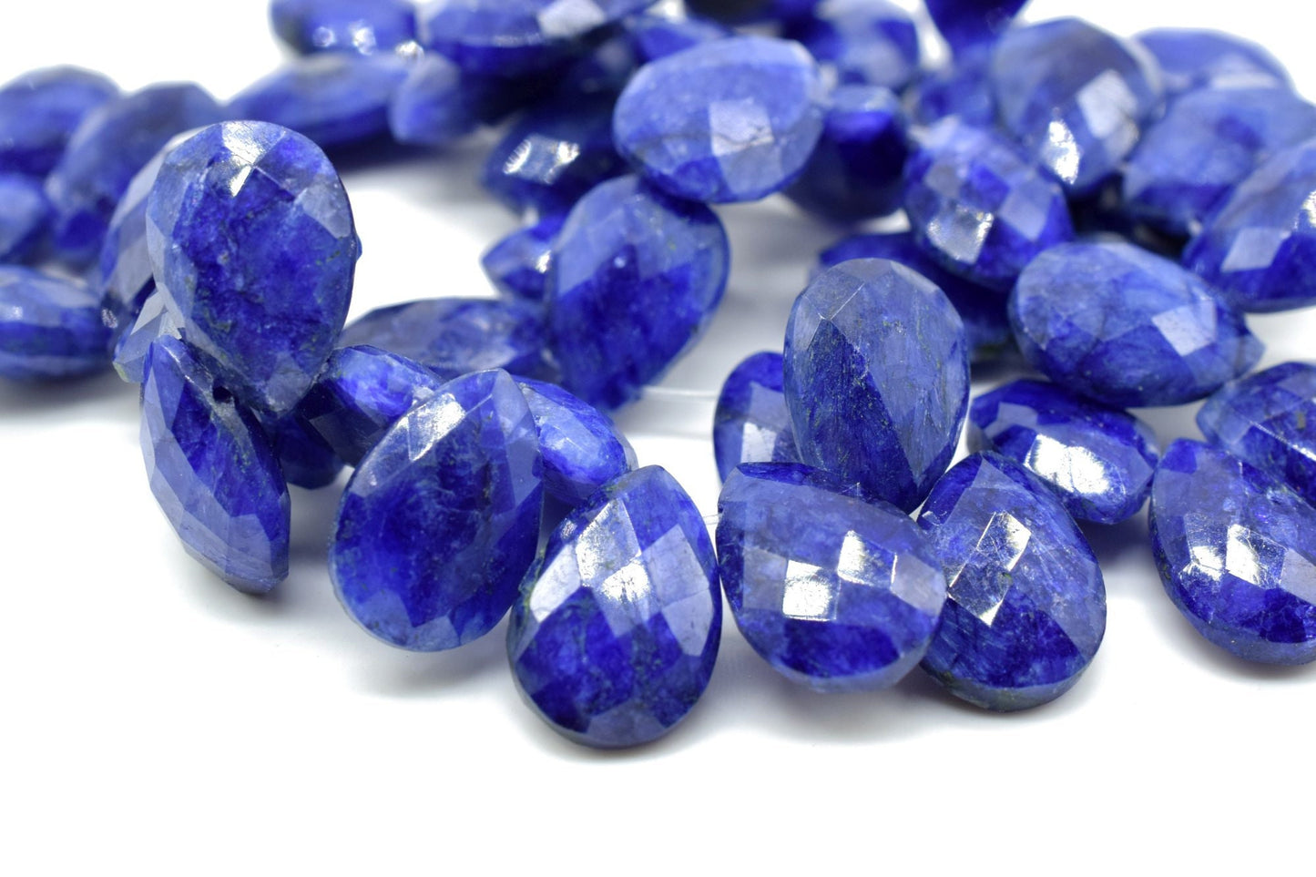 Blue Sapphire 9x13 Briolettes,Natural Sapphire Beads,Faceted Sapphire Beads,Sapphire Faceted Pear Briolettes,Jewelry making beads,Supplies