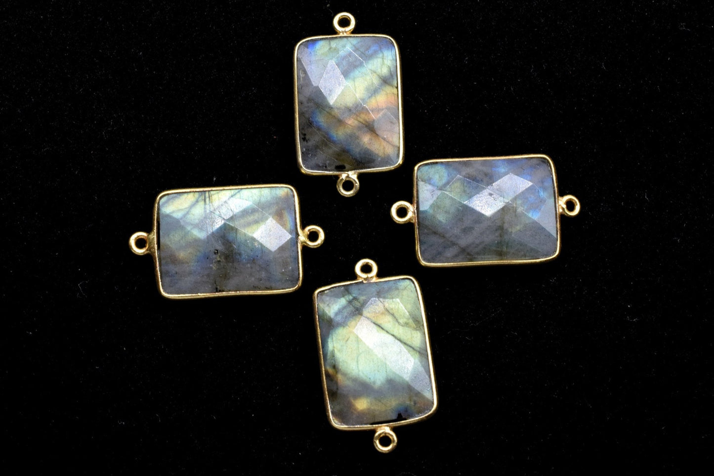 Labradorite 15x20mm Rectangle shape double bail charm,labradorite Stone Pendant Charm,Labradorite Double Bail Connectors,Cushion Shape charm