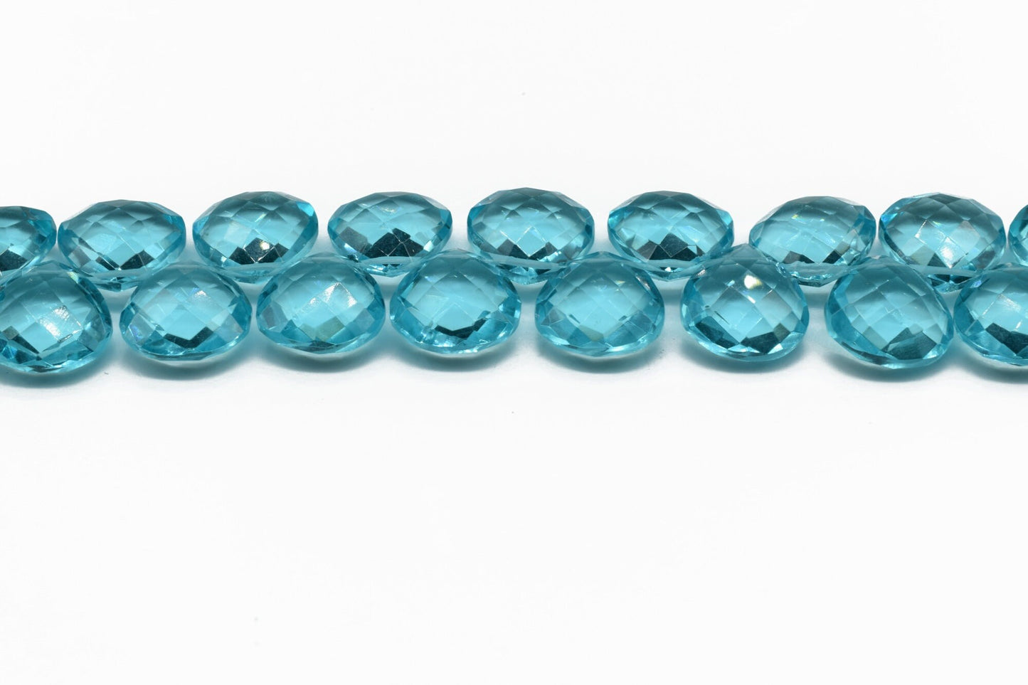 Blue Apatite Faceted 14mm Heart Shape Briolettes,Side drilled Briolette,Finest Apatite Briolette,Handmade Briolette, Birthstone briolettes,