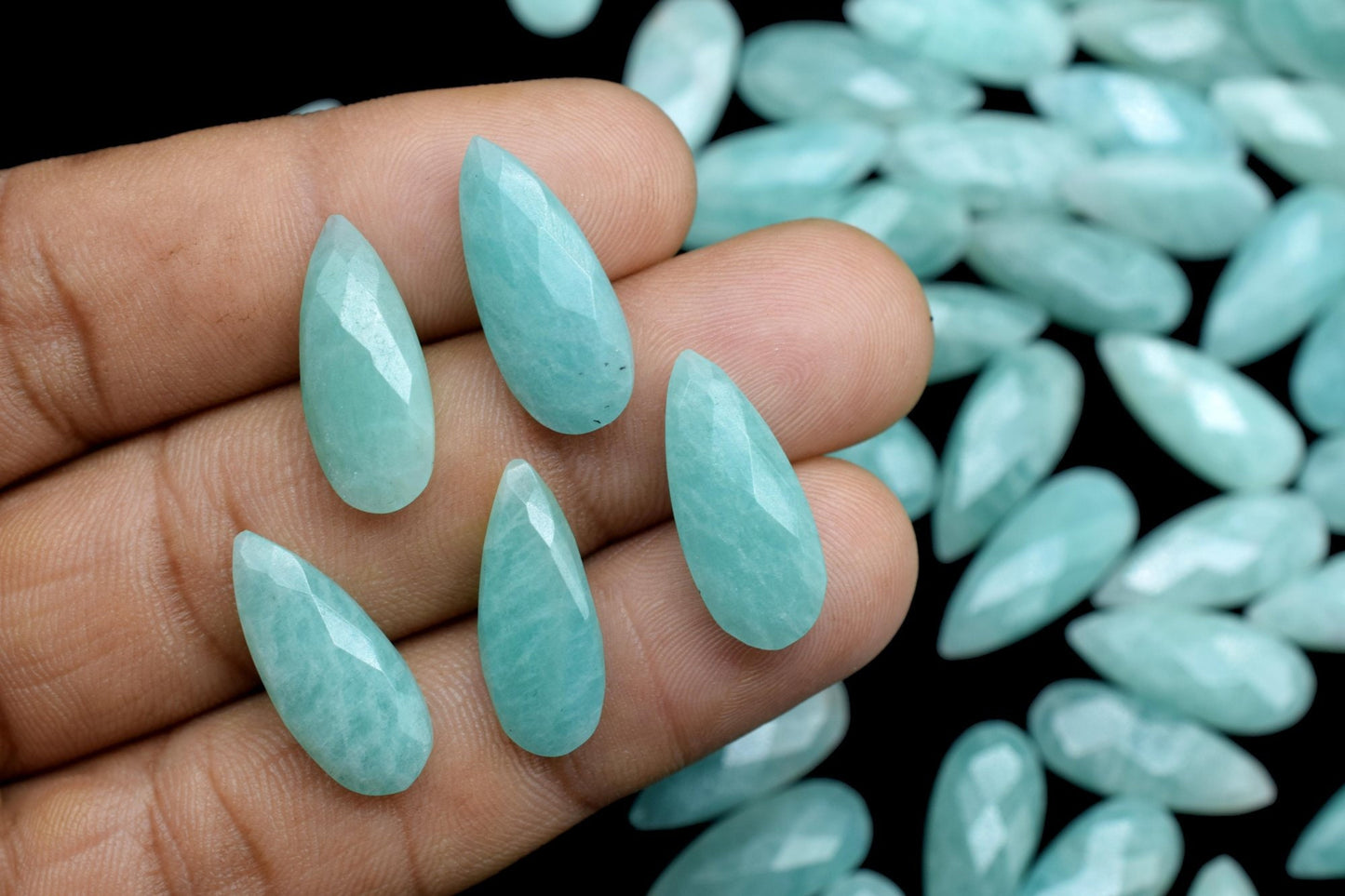 Amazonite 8x20mm Faceted Pear Shape Briolettes,Teardrop Faceted Beads,Natural Gemstone Briolettes,Amazonite Teardrop Briolettes,Jewelry Bead