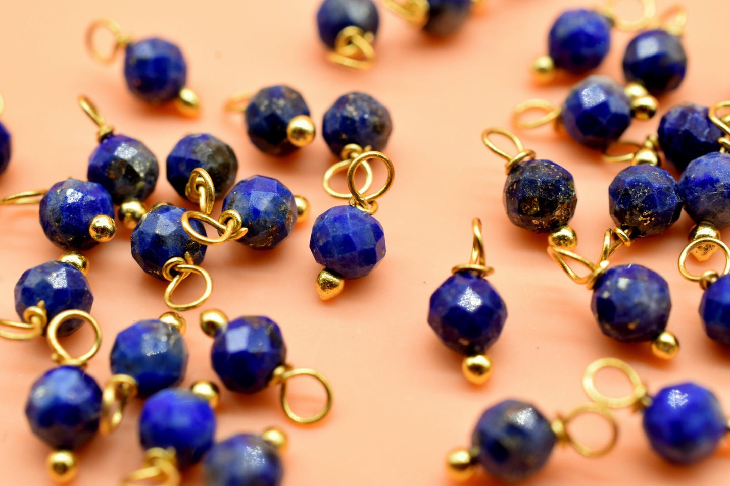 Lapis Lazuli Single wire wrapped Beads,Earring Connectors,Lapis Lazuli Faceted Beads,Lapis Lazuli Dangle Beads,single Loop Connectors Beads