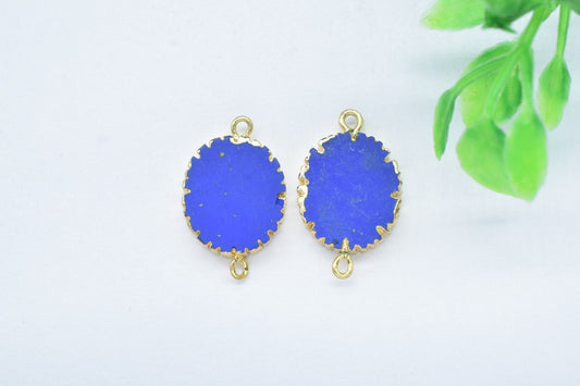 Lapis Lazuli Double Bail Connector,Cabechon Pendant Charms,Handmade Pendant,Station Connectors Jewelry,Oval Shape Pendant,Gemstone Component