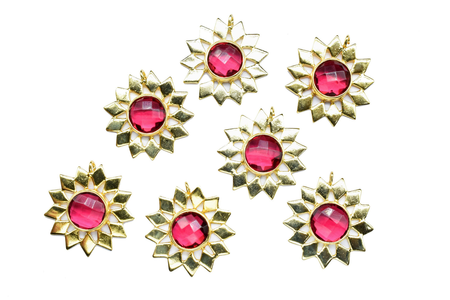 Handmade Findings Pendants,Flower Pendant Charms,Gemstone Beads Jewelry,Station Bezel Link,Craft Supplies,Star Charms Single Bail Connector