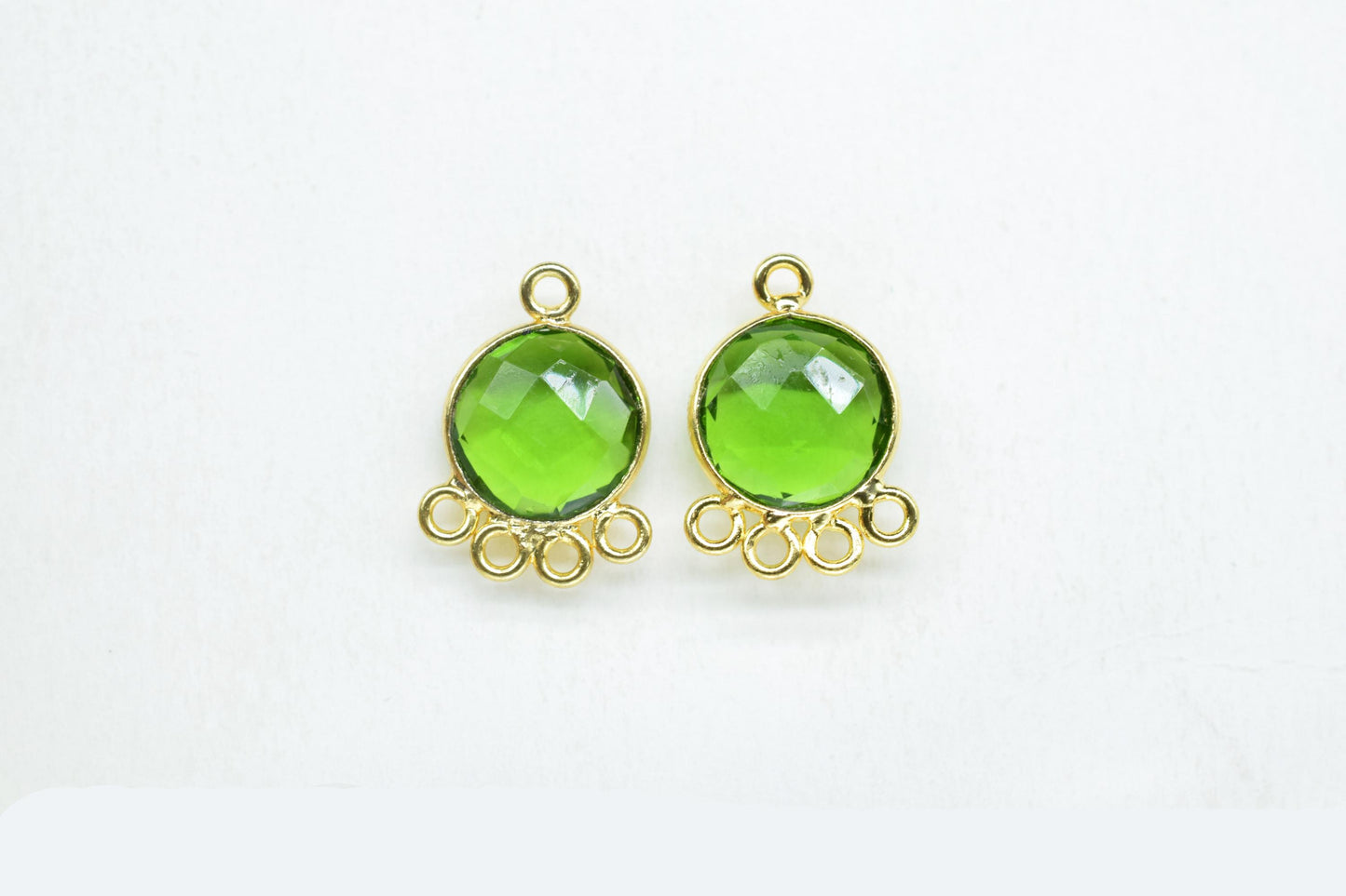 Peridot 10mm Round Bezel Charm/Gemstone Brass Component/Single Bail Pendant charms/Round Handmade Jewellery Connector/B'day Gift