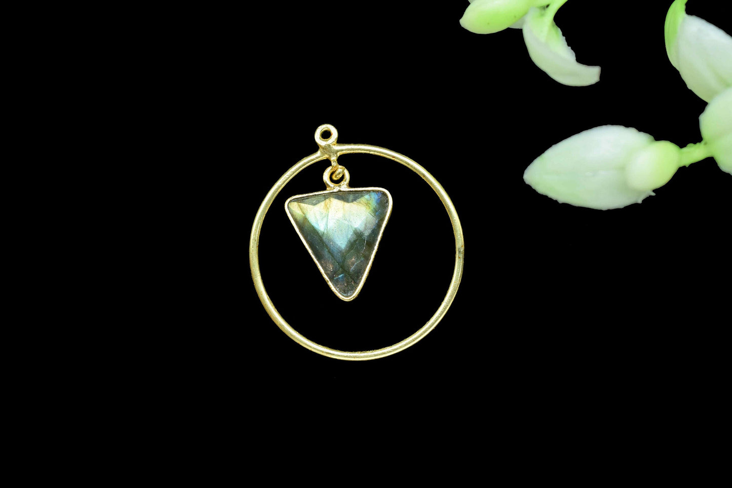 Handmade Triangle Bezel Pendant,Finding Round,Gemstone Circle Components,Beads Pendant Jewelry,Components Dangle Earring,Station Link Supply