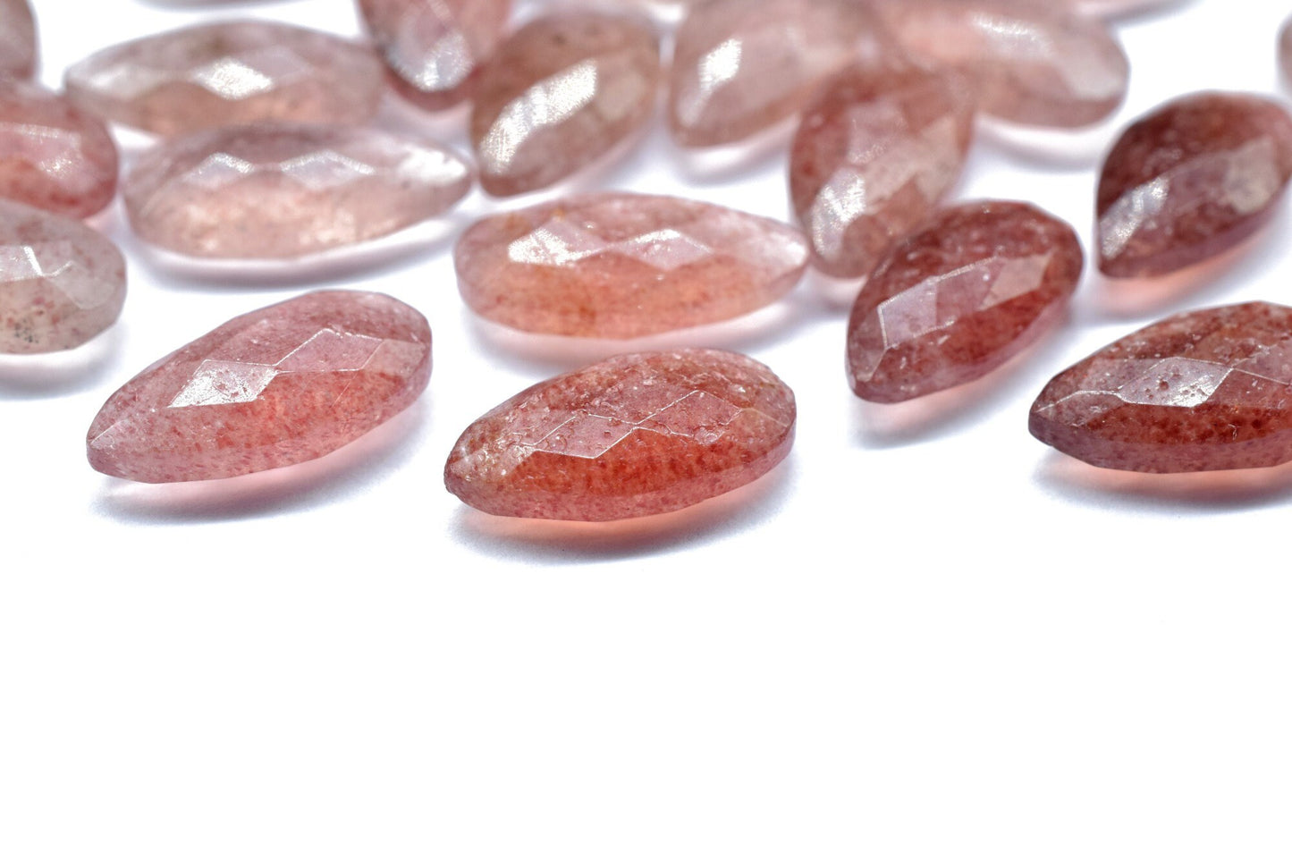 Pink Strawberry 8x16mm Faceted Pear Shape Briolettes,Teardrop Beads,Semi-Precious Gemstones Bead,Calibrated Pear Bead,Pink Strawberry pear