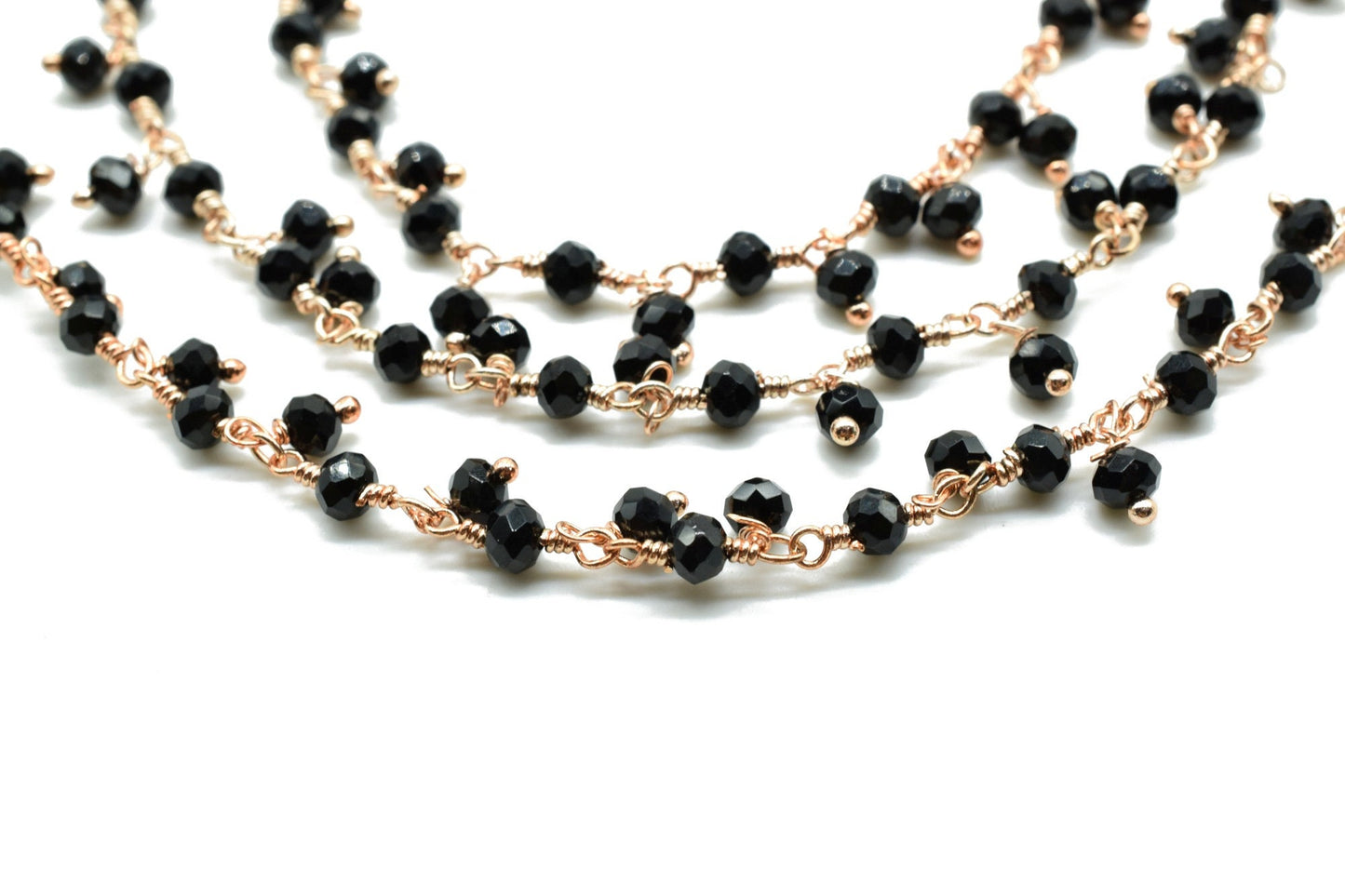 Black onyx Cluster Rosary Chain,Handmade Jewelry Making Wire Wrapped Beaded Chain By Foot For Necklace,Exceptional Spinel CLUSTER Rosary