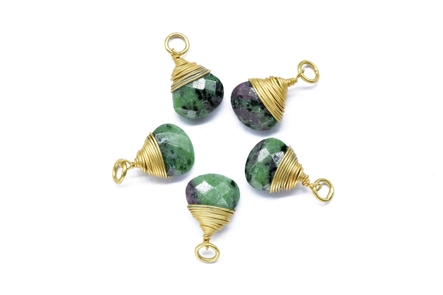 Natural Ruby Zoisite Heart Shape Faceted Connector,Wire Wrapped Gemstone Pendant,Single loop Connector,Wire Wrapped Necklace,Zoisite jewelry