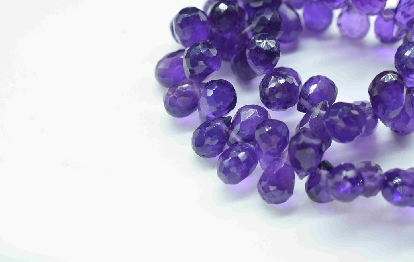 Amethyst Drops Faceted Briolettes,Gemstone Drops Beads Necklace,Strand Beads jewelry,Handmade Station Link,drop for earring,loose Beads Gift