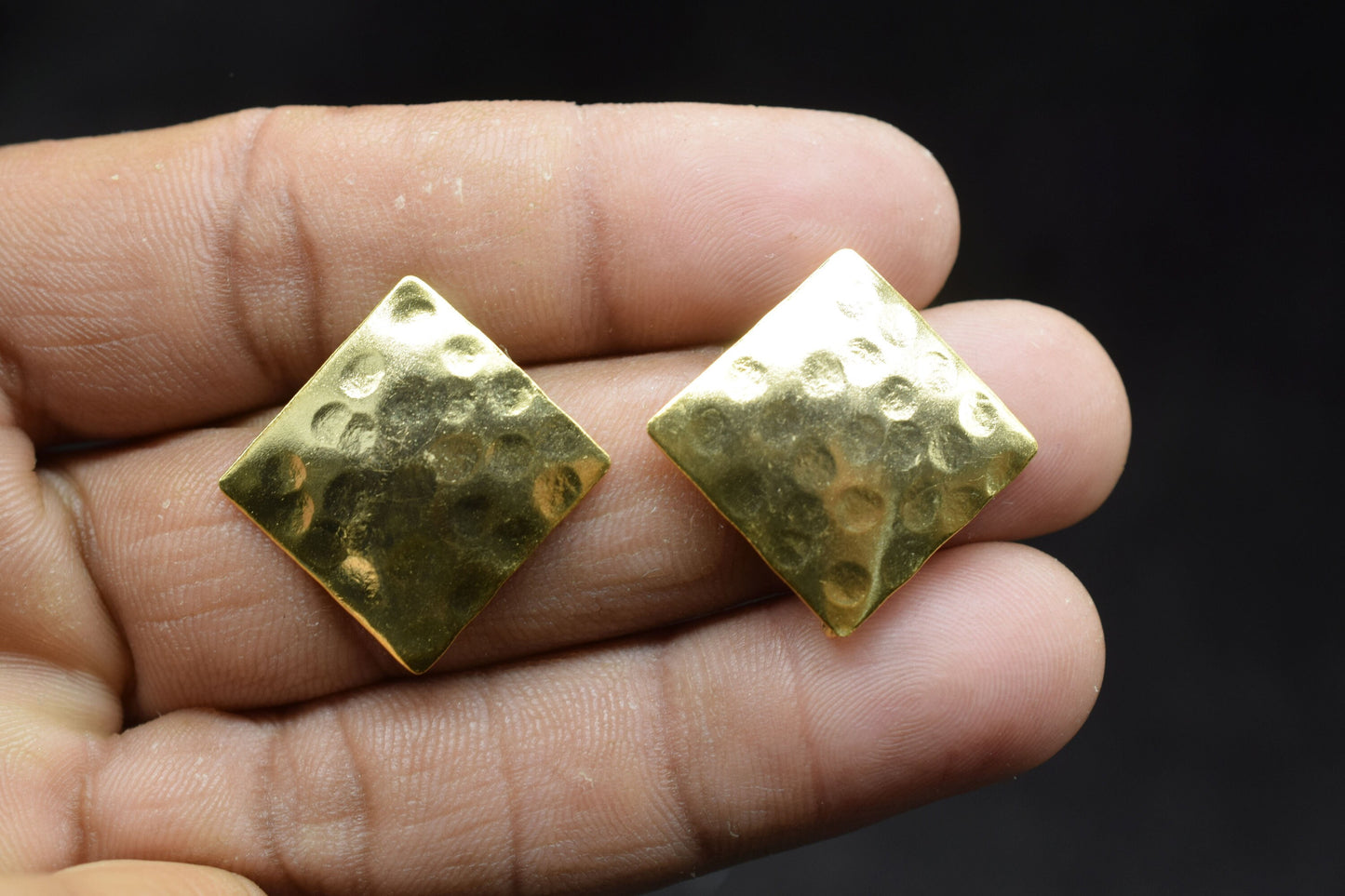 Brass Hammered earring post connector,18mm Square Shape Brass Earring connector,Brass Jewellery,Studs connector,Brass Earring,Wedding Gifts,