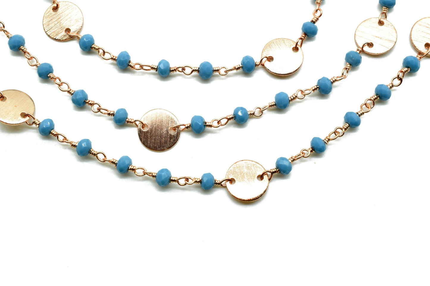 Turquoise 3mm Beaded Chain,Beaded Gold Plated Rosary Chain,Turquoise Rondelle Faceted Rosary Chain,jewelry Making,Finding,circle charm chain