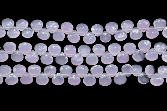 Pink Chalcedony 6mm Heart Shape Briolettes,Chalcedony Briolette,AAA Quality Briolette,7''pear shape strand,Chalcedony stones Briolettes