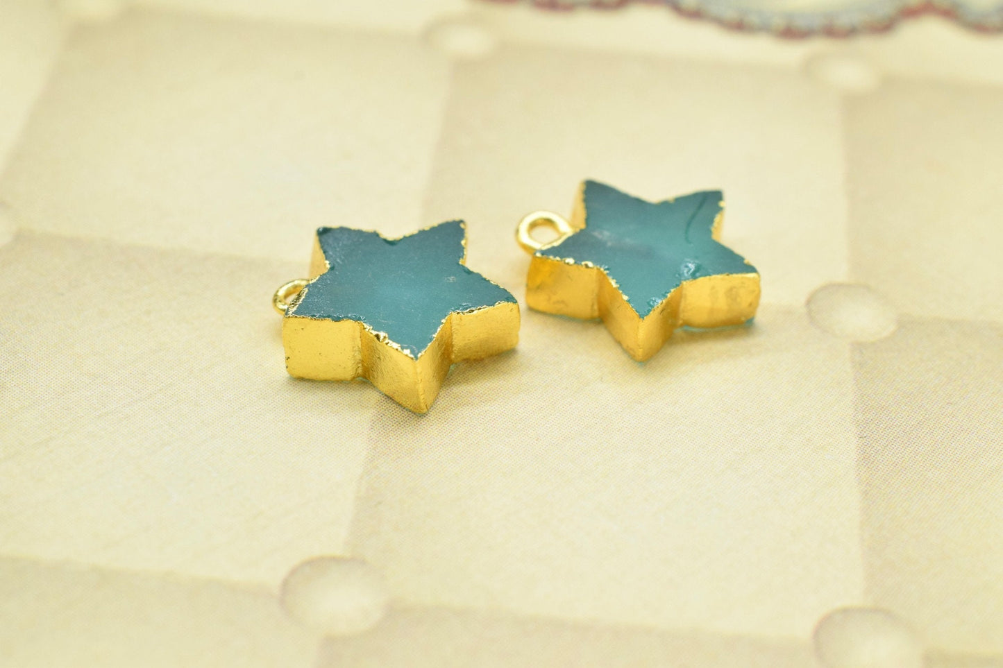 Aquamarine Star Connector,Single Bail Connector,Handmade link connector,Star Pendant Jewelry Supply,Star Shape Gemstone Necklace Pendant