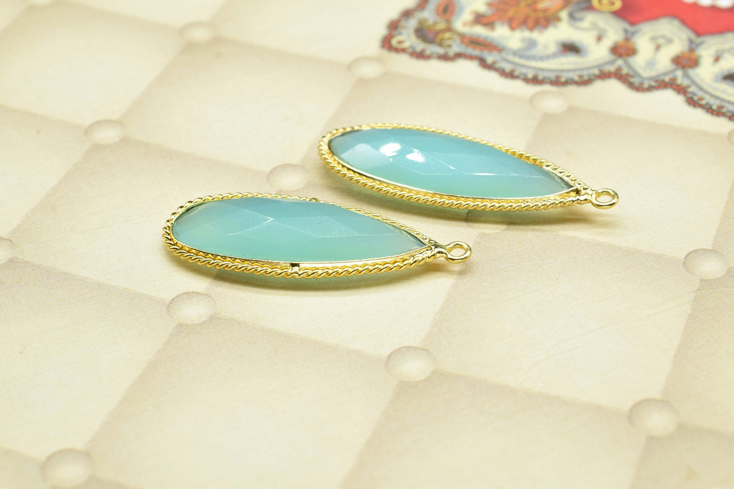 Aqua Chalcedony Gemstone 10x30mm Teardrop Shape Charm,Chalcedony Single Bail Pendant JewelryAqua Chalcedony Connector jewelry supplies,Gift