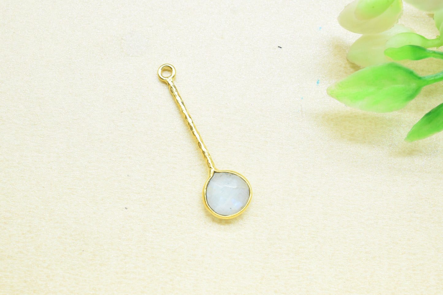 Moonstone Charm/Gemstone Component/Faceted Moonstone Single Bail Charm/Necklace Pendant/Heart Shape Charm/Summer Collection/Wholesale Supply